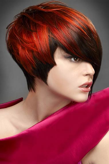 Short Black Hairstyles With Red Color